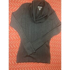 United States Sweaters Women's Black Ribbed Metallic Cowl Neck Sweater‎ L